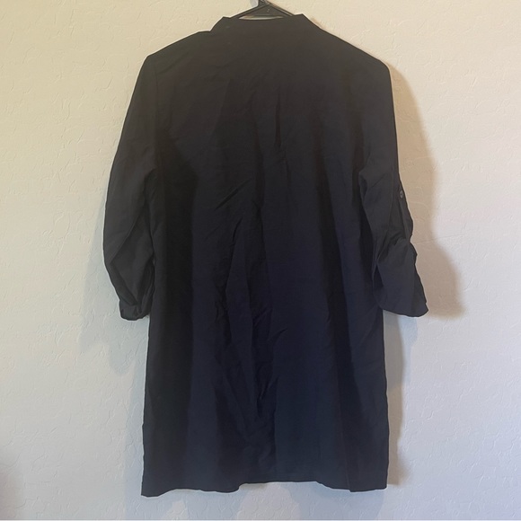 Solitaire Black Button Down Embroidered Tunic blouse size small - Picture 5 of 7